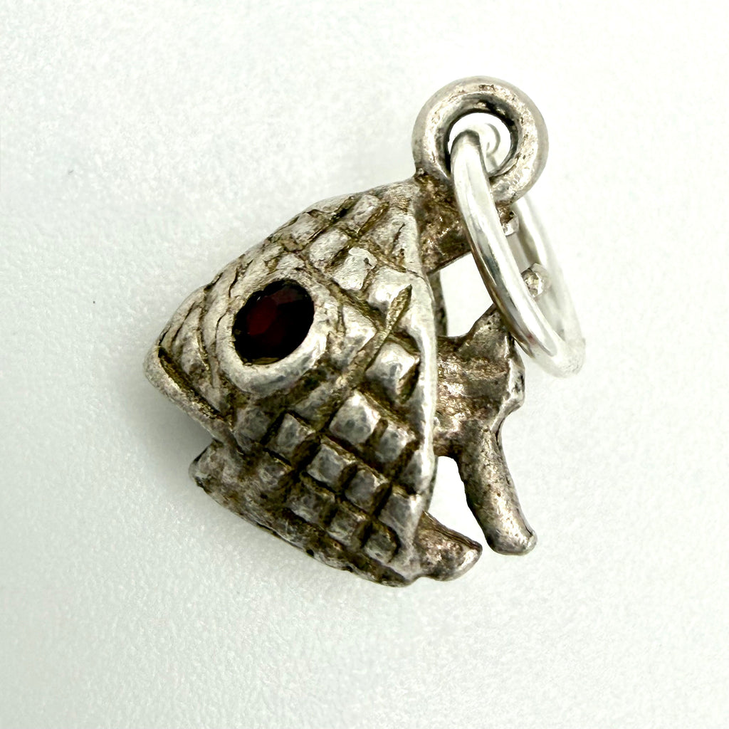 Vintage sterling silver fish head charm
