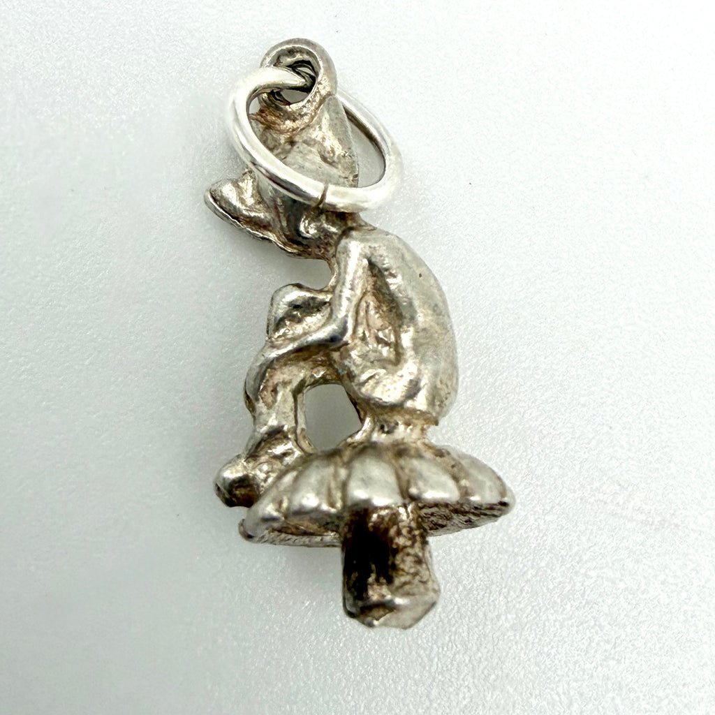 Vintage 925 Sterling Silver Imp On Toadstool Charm