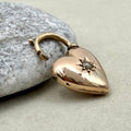 9ct Yellow Gold & Seed Pearl Starburst Heart Padlock