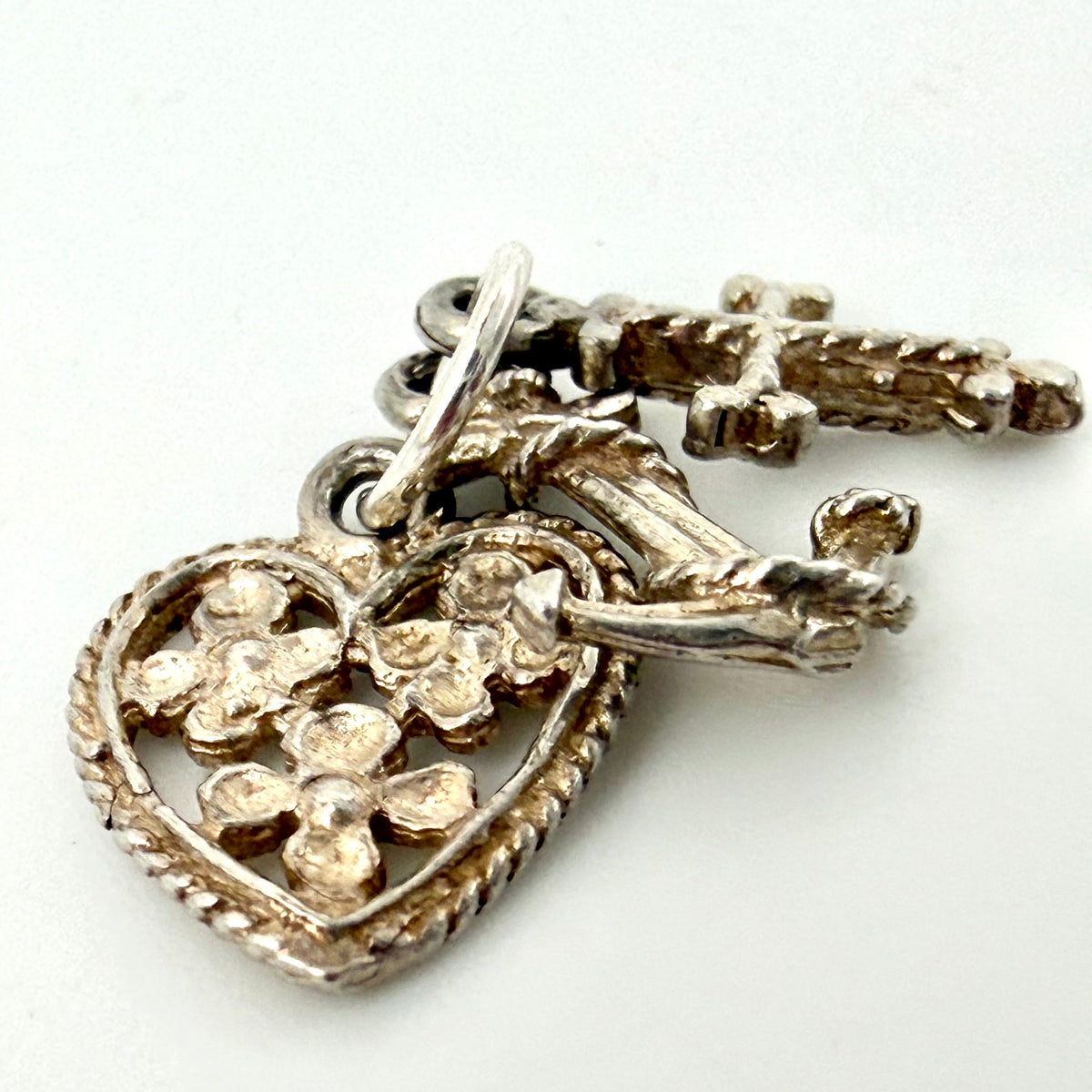 Vintage Sterling Silver Faith Hope Charity Charm
