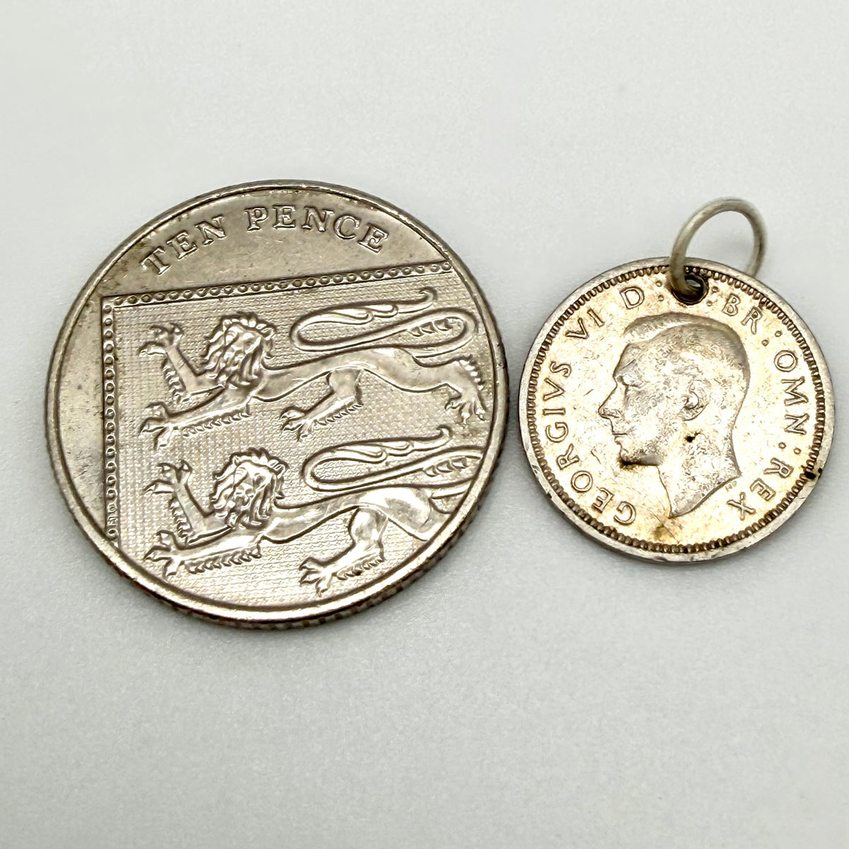 Vintage Silver 1940 Three Pence Coin Charm