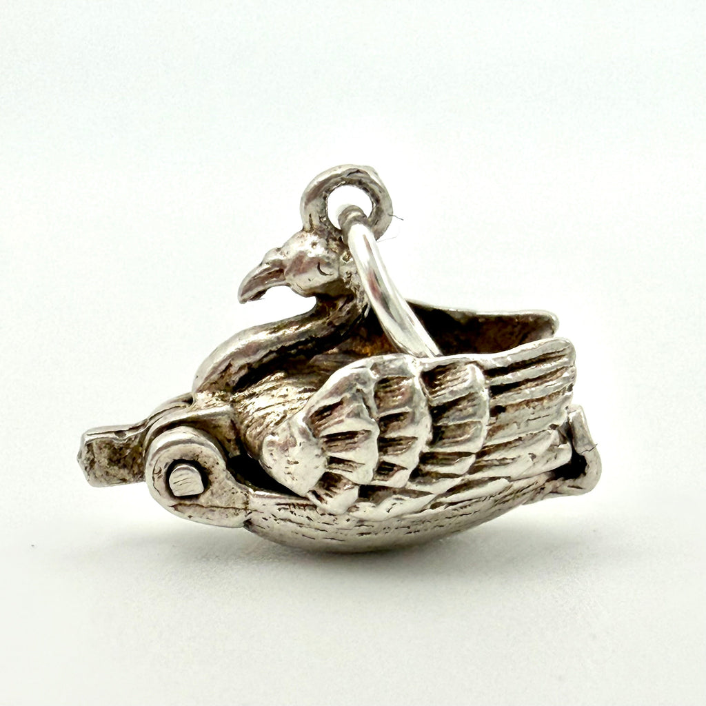 Vintage Sterling Silver articulated swan with ballerina Charm