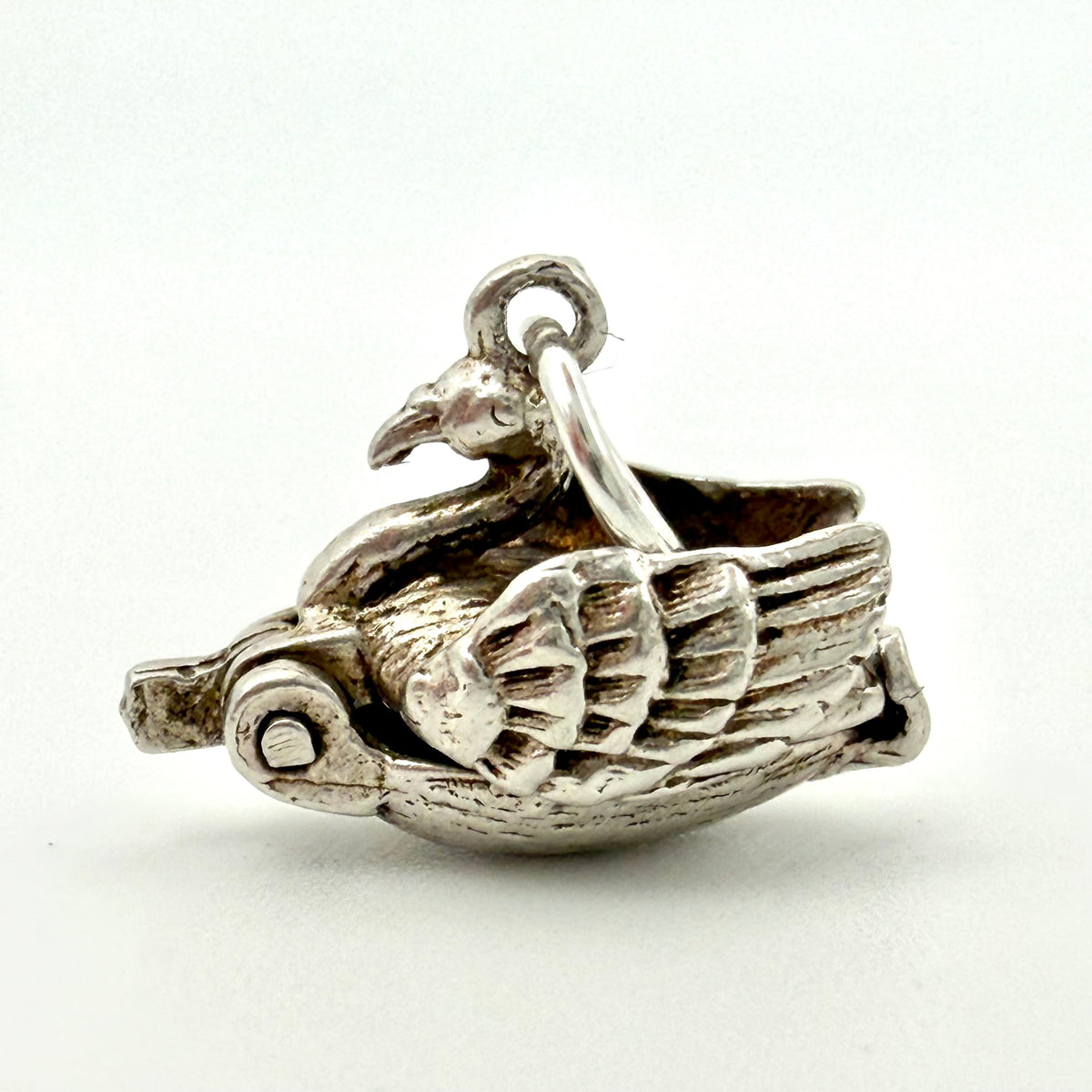 Vintage Sterling Silver articulated swan with ballerina Charm