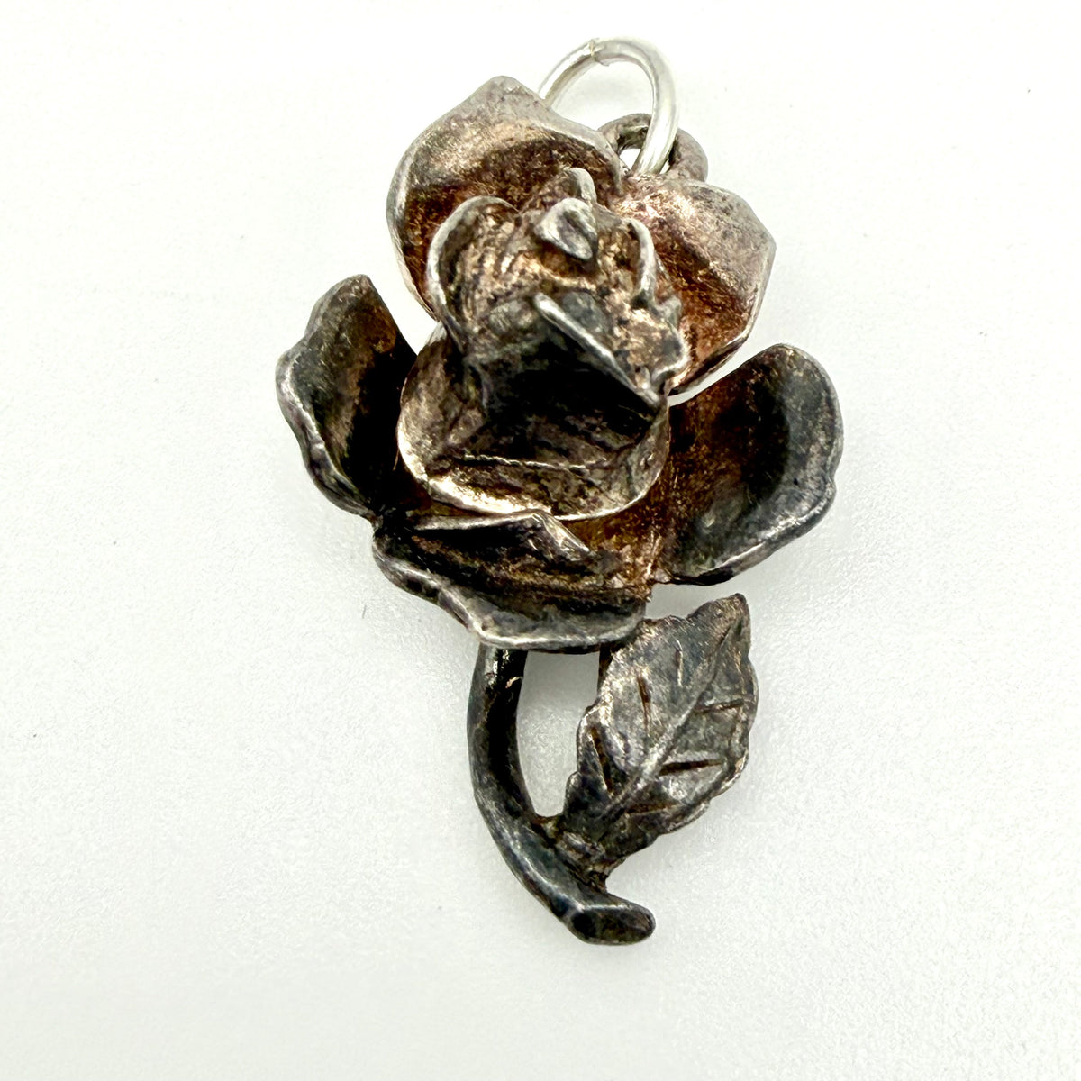 Vintage Sterling Silver articulated rose charm