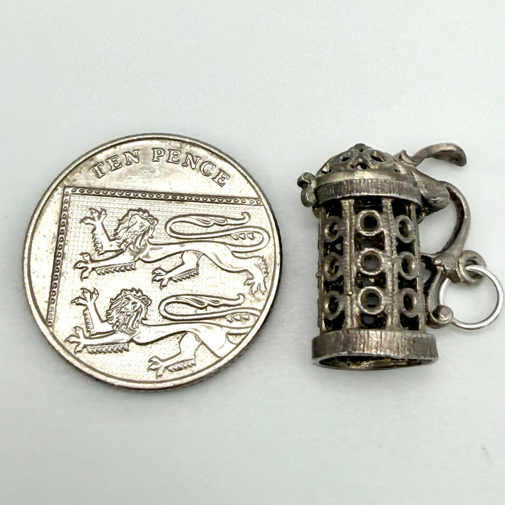 Vintage Sterling Silver Ornate Tankard Charm