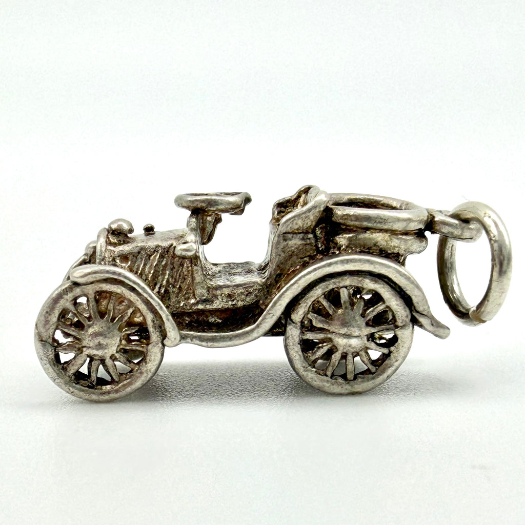Vintage 925 sterling silver classic car charm side view