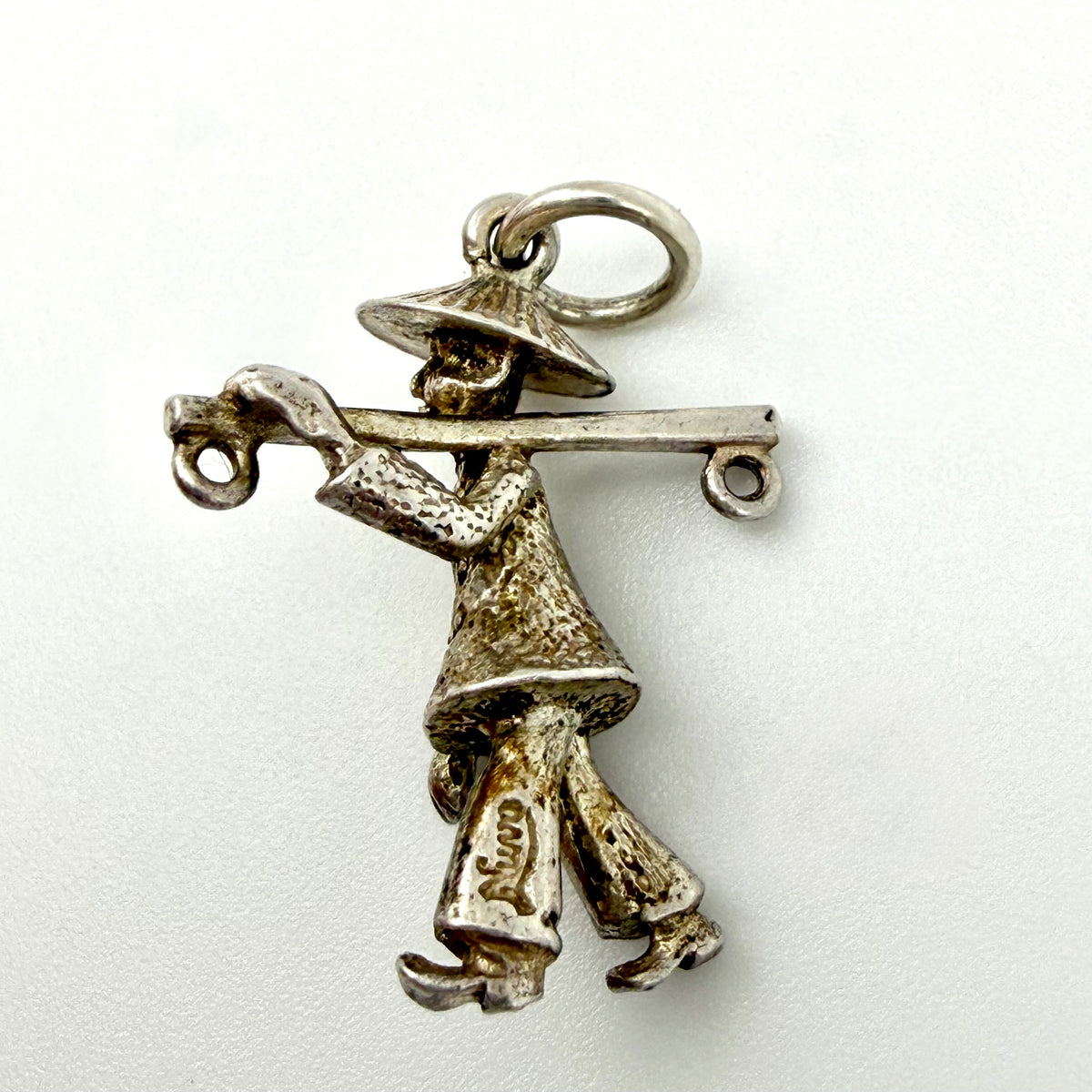 Vintage 925 Sterling Silver Oriental Water Carrier Man Charm - Pats Silver