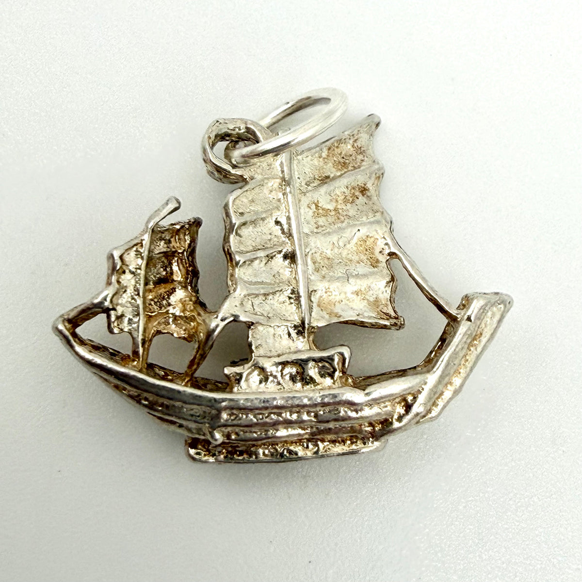 Vintage Sterling Silver Chinese Junk Sailing Boat Charm