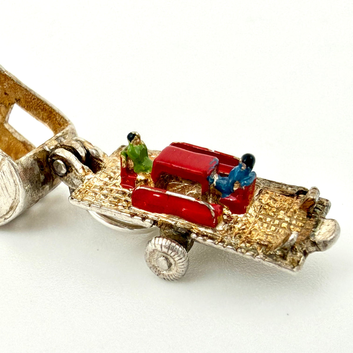 Vintage Sterling Silver enamel caravan charm