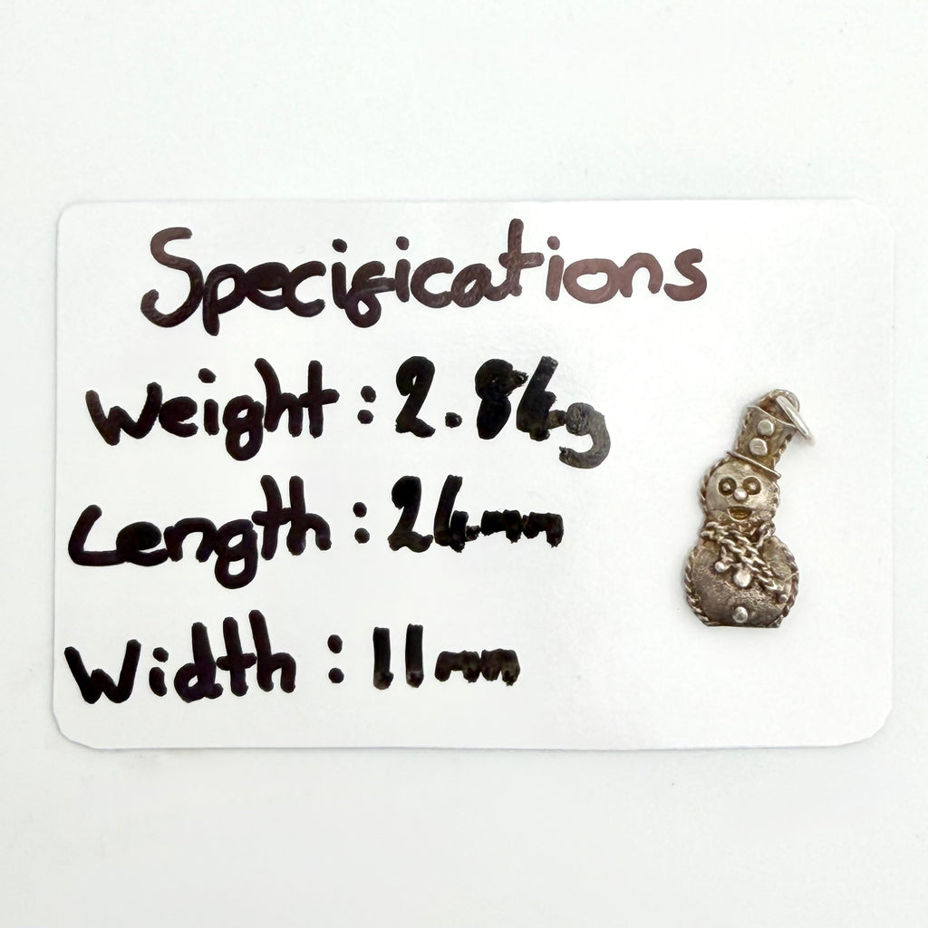 Vintage 925 Sterling Silver Snowman Charm - Pats Silver