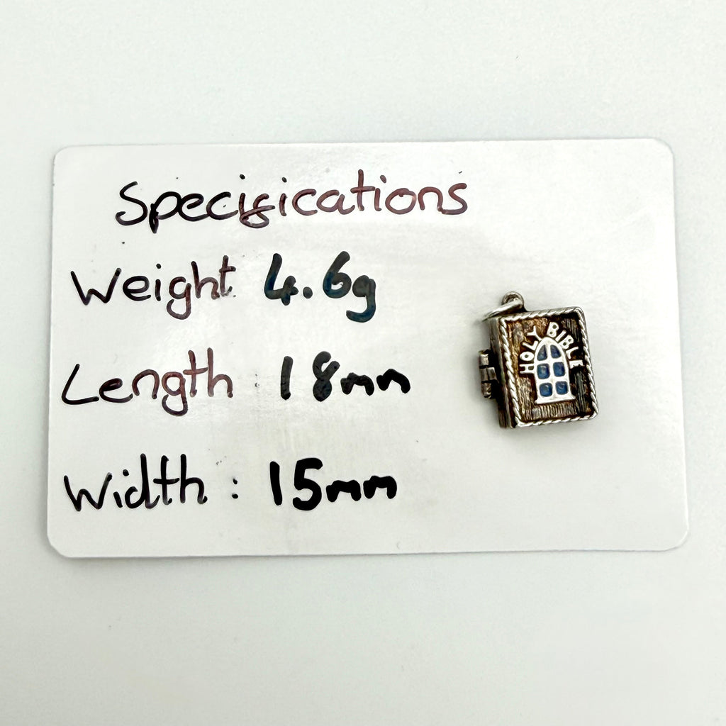 Vintage Sterling Silver Holy Bible Book Charm
