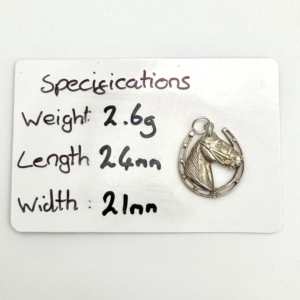 Vintage Sterling Silver Horse Head Horseshoe Charm