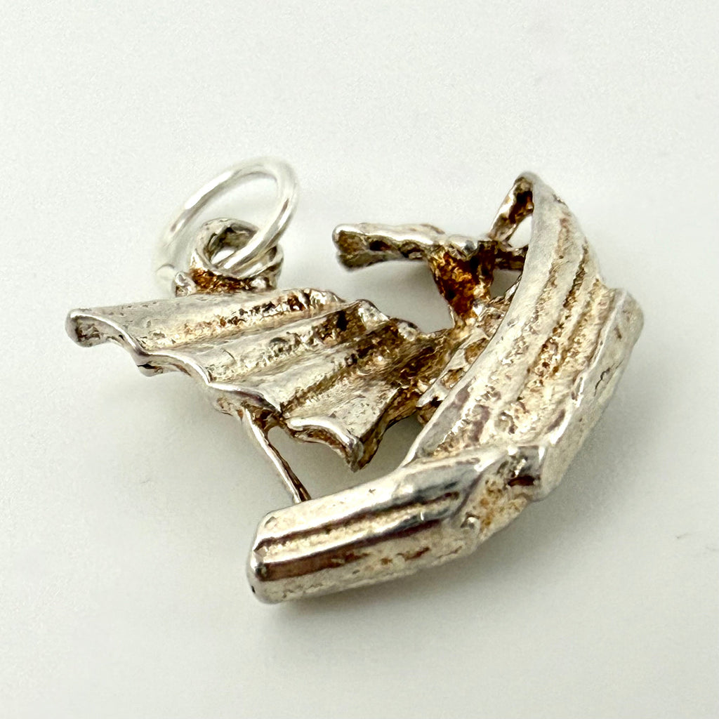 Vintage Sterling Silver Chinese Junk Sailing Boat Charm