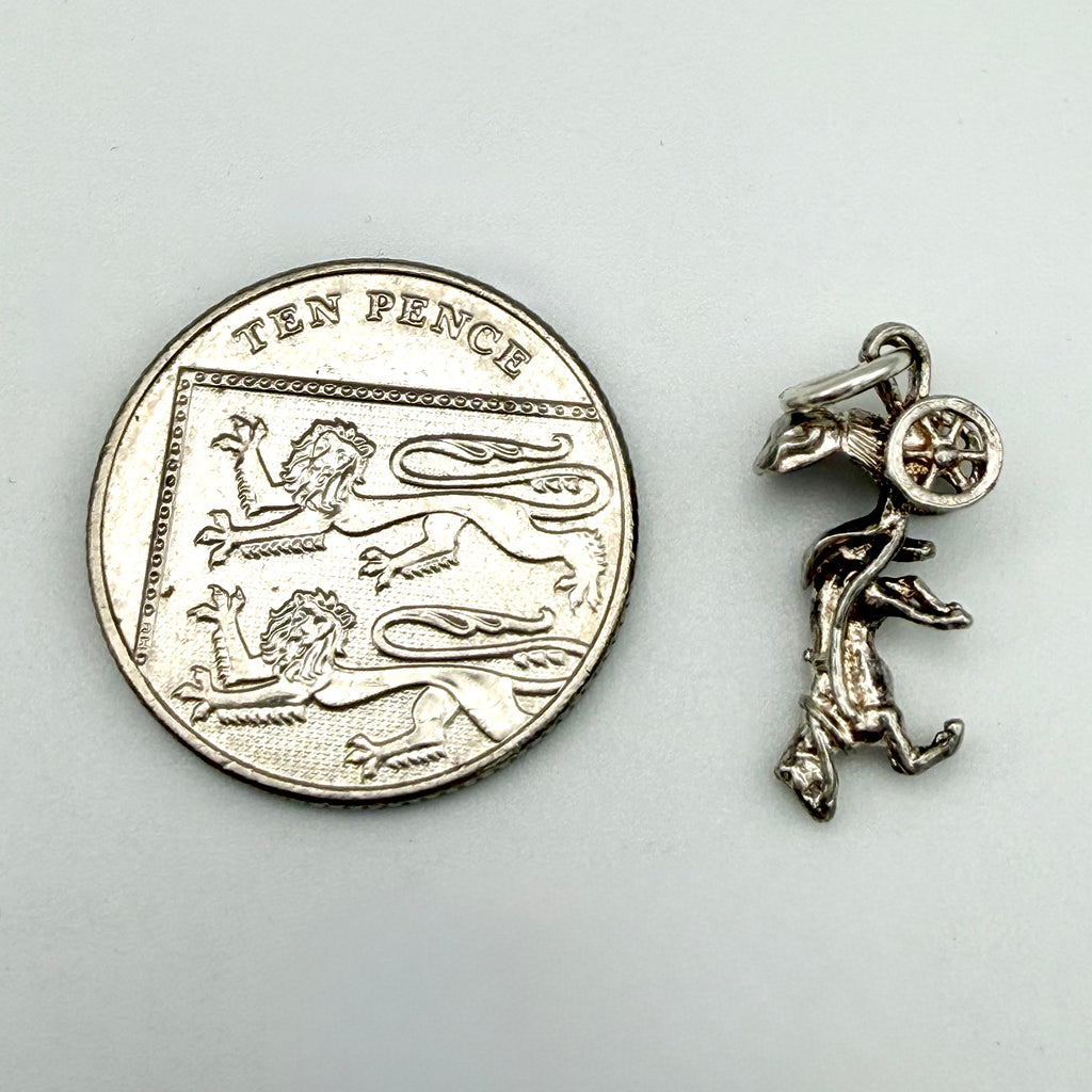 Vintage 925 Sterling Silver Horse & Carriage Cart Charm - Pats Silver