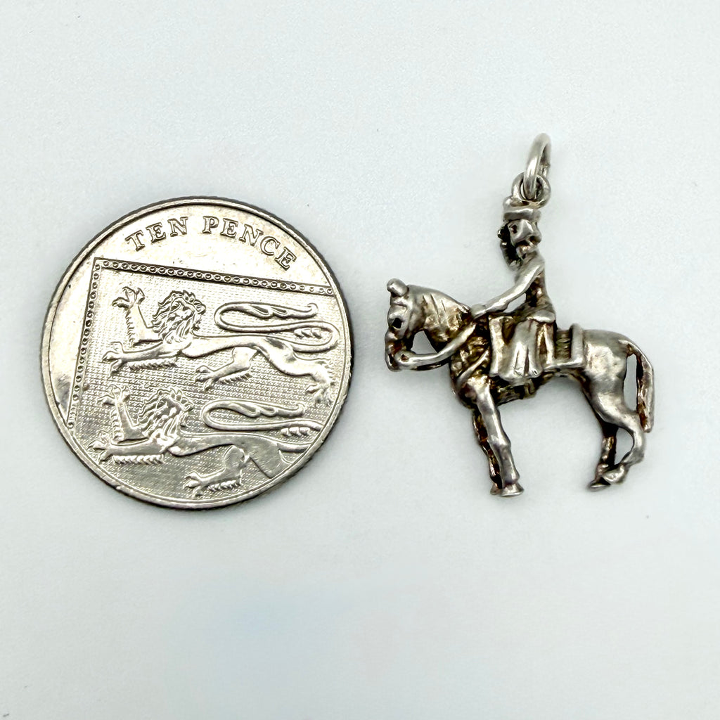 Vintage 925 Sterling Silver Queen Elizabeth II on Horseback Charm - Pats Silver
