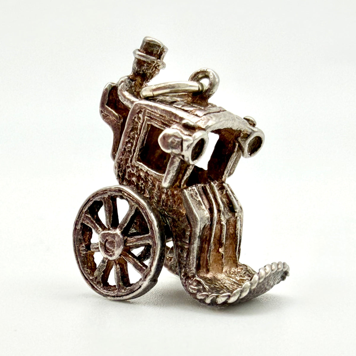 Vintage 925 Sterling Silver Carriage Coach Horse Drawn Victorian Style Charm - Pats Silver
