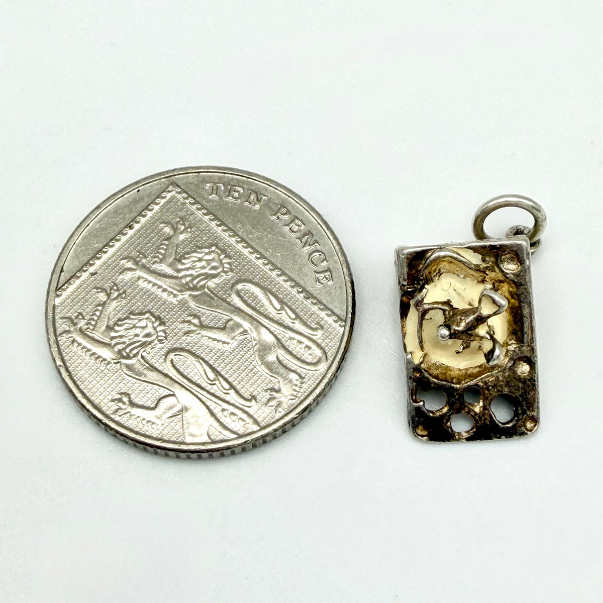 Vintage 925 Sterling Silver Enamel Mouse Swiss Cheese Wedge Charm - Pats Silver