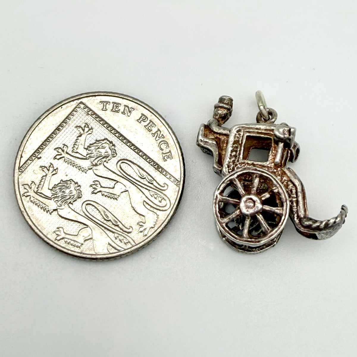 Vintage 925 Sterling Silver Carriage Coach Horse Drawn Victorian Style Charm - Pats Silver