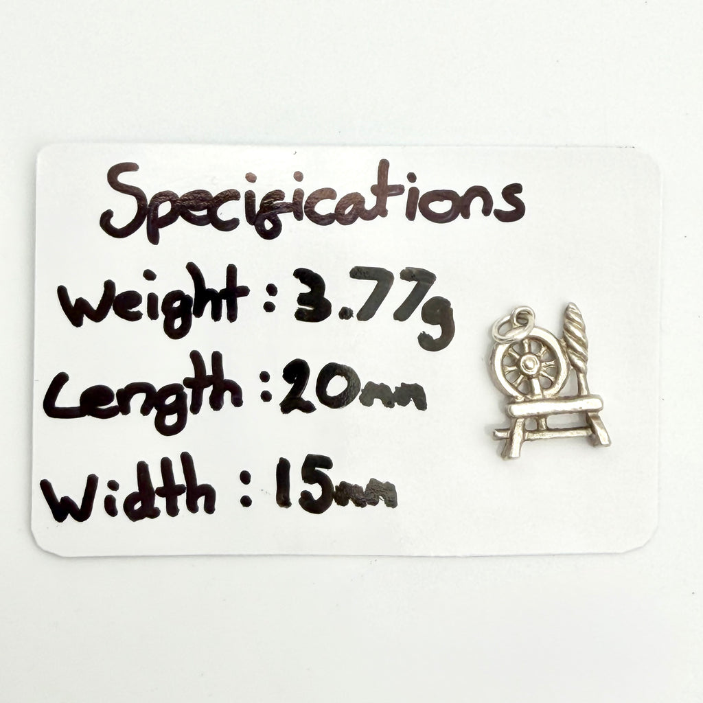 Vintage 925 Sterling Silver Spinning Wheel Charm - Pats Silver