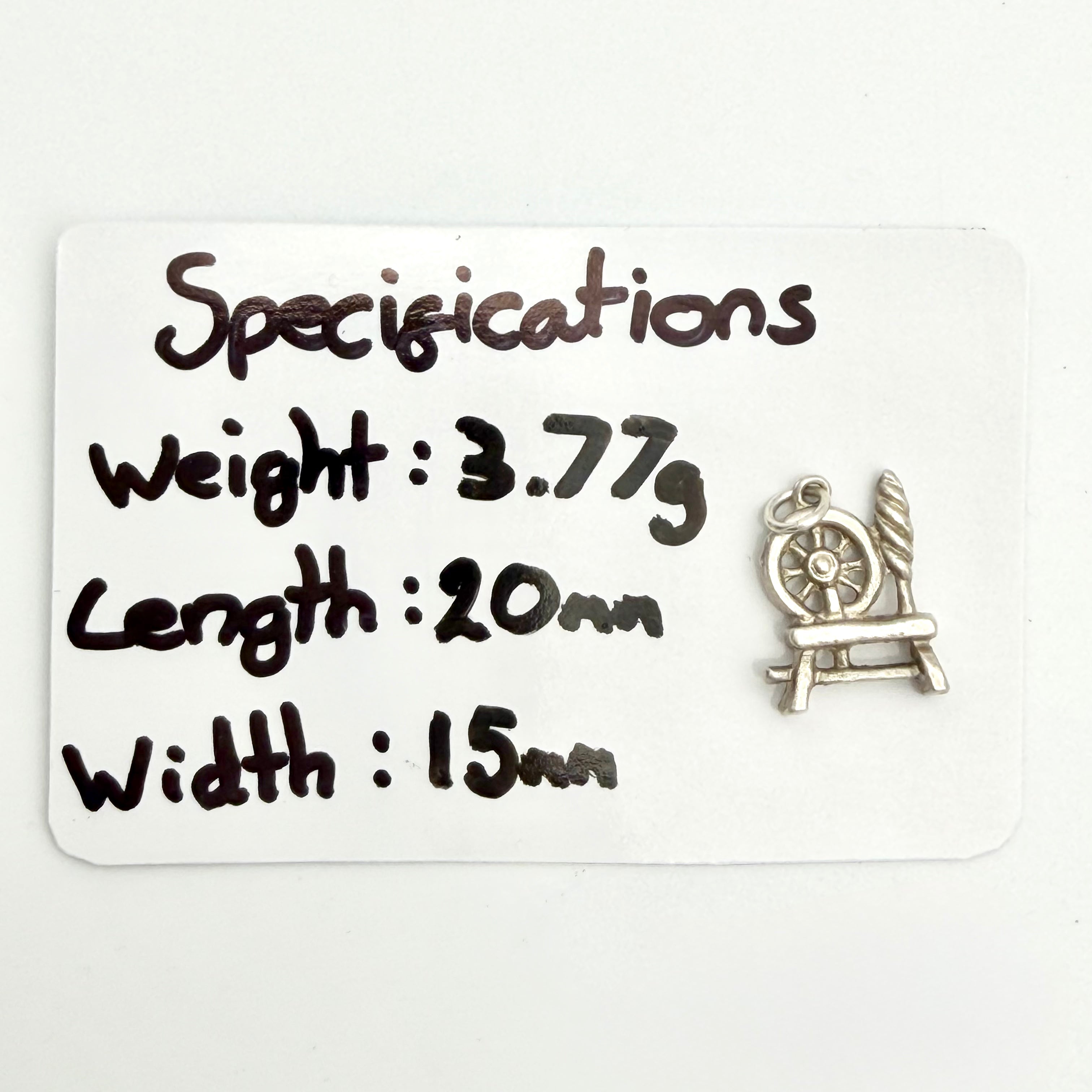 Vintage 925 Sterling Silver Spinning Wheel Charm - Pats Silver