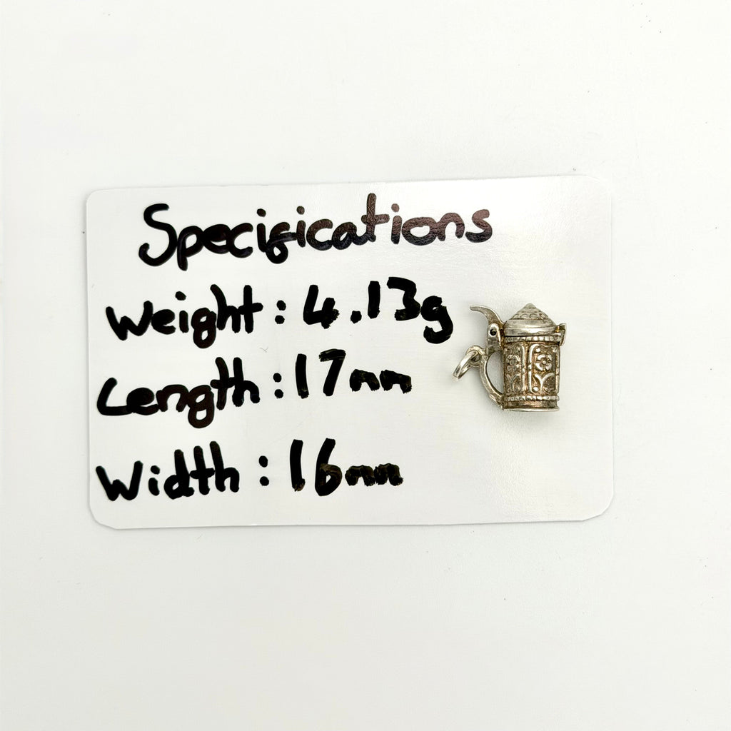 Vintage 925 Sterling Silver Opening Tankard Charm - Pats Silver