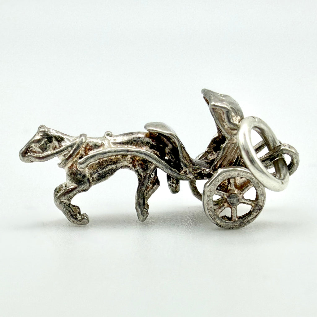 Vintage 925 Sterling Silver Horse & Carriage Cart Charm - Pats Silver