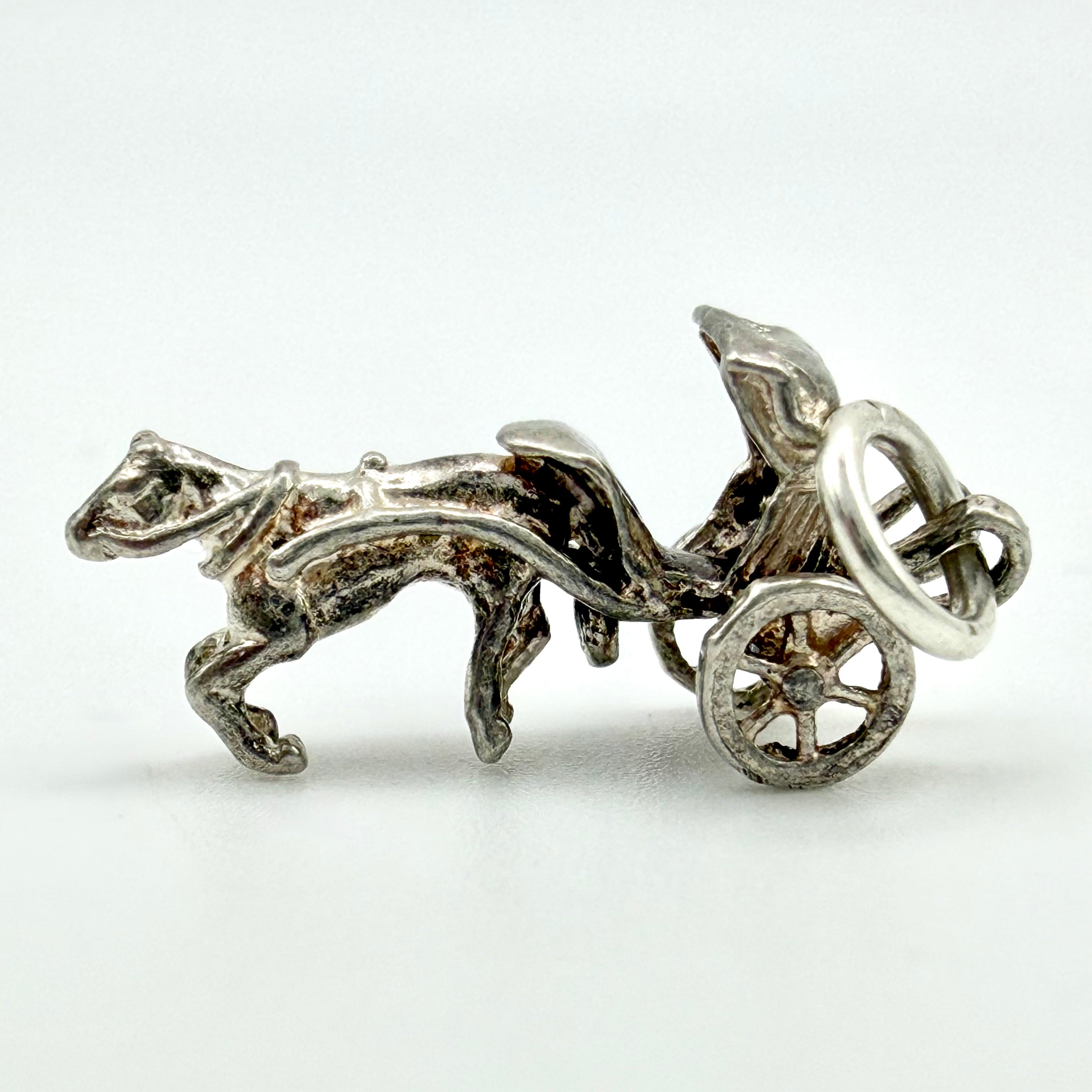 Vintage 925 Sterling Silver Horse & Carriage Cart Charm - Pats Silver