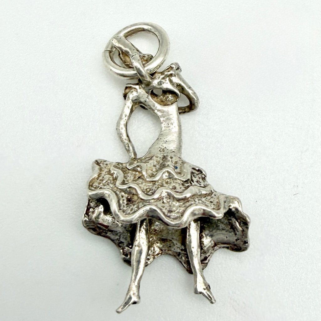 Vintage 925 Sterling Silver Flamenco Dancer Spanish Lady Dress Dancing Charm - Pats Silver
