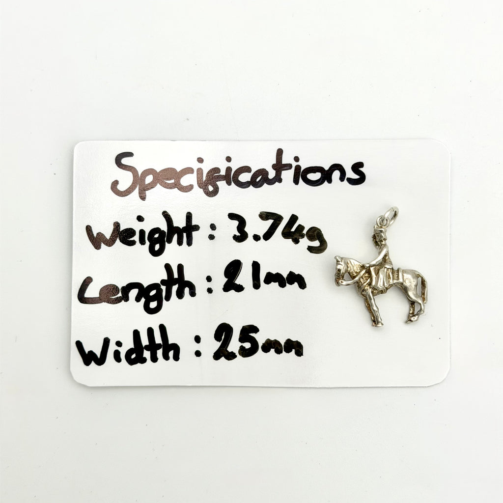 Vintage 925 Sterling Silver Queen Elizabeth II on Horseback Charm - Pats Silver