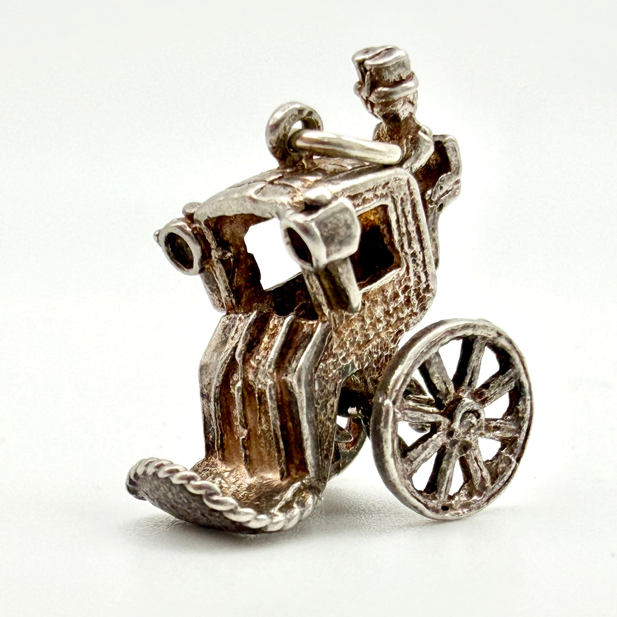 Vintage 925 Sterling Silver Carriage Coach Horse Drawn Victorian Style Charm - Pats Silver