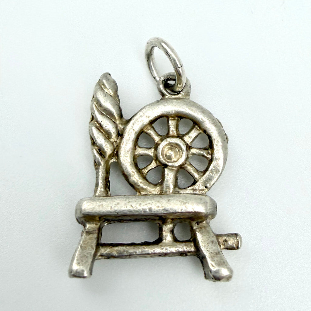 Vintage 925 Sterling Silver Spinning Wheel Charm - Pats Silver