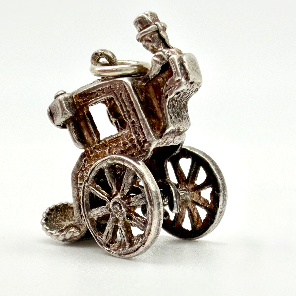 Vintage 925 Sterling Silver Carriage Coach Horse Drawn Victorian Style Charm - Pats Silver