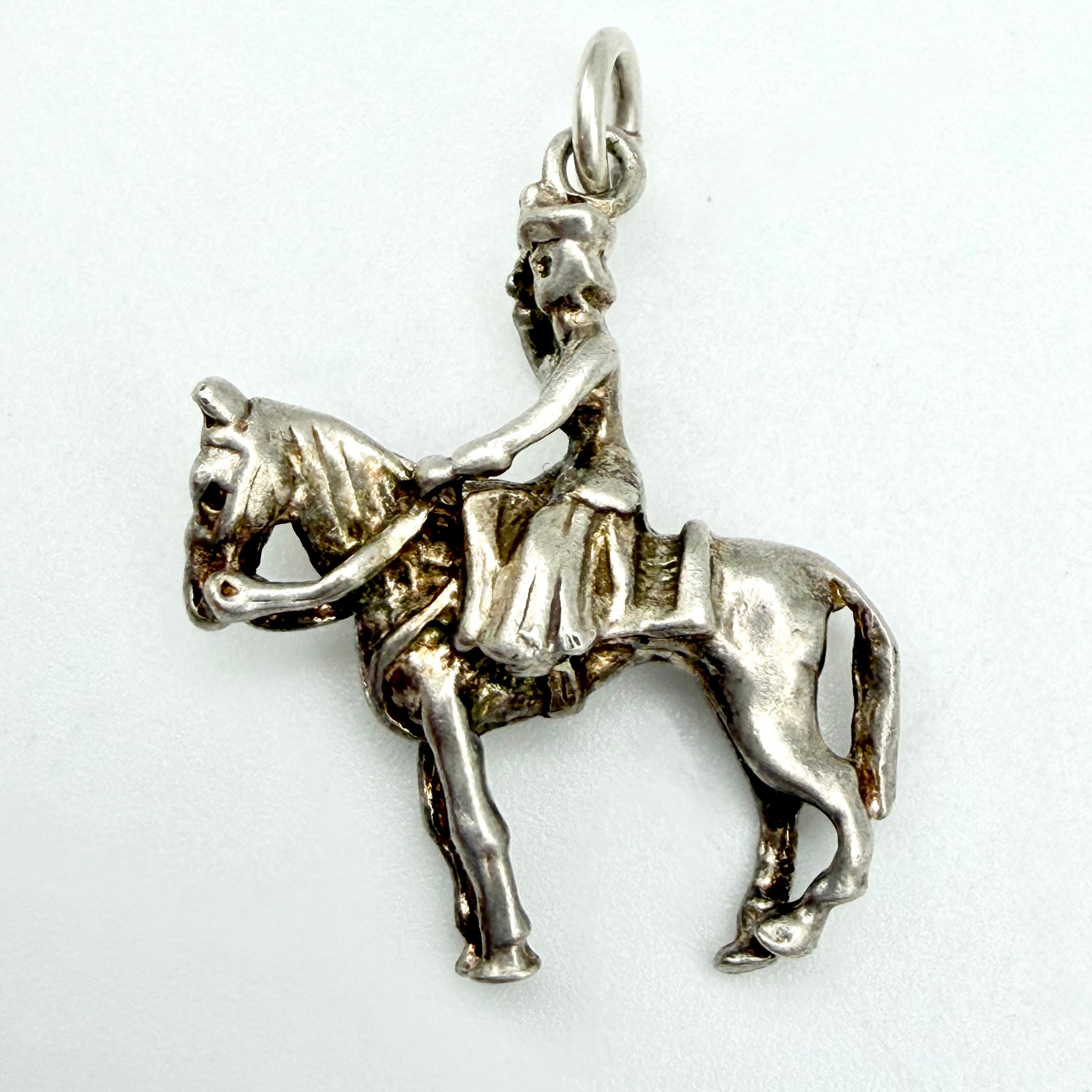Vintage 925 Sterling Silver Queen Elizabeth II on Horseback Charm - Pats Silver