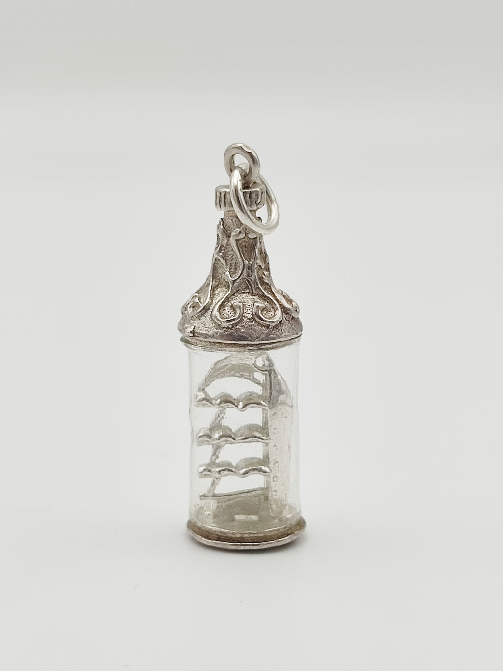 Vintage 925 Sterling Silver Ship in Bottle Charm CA4-39