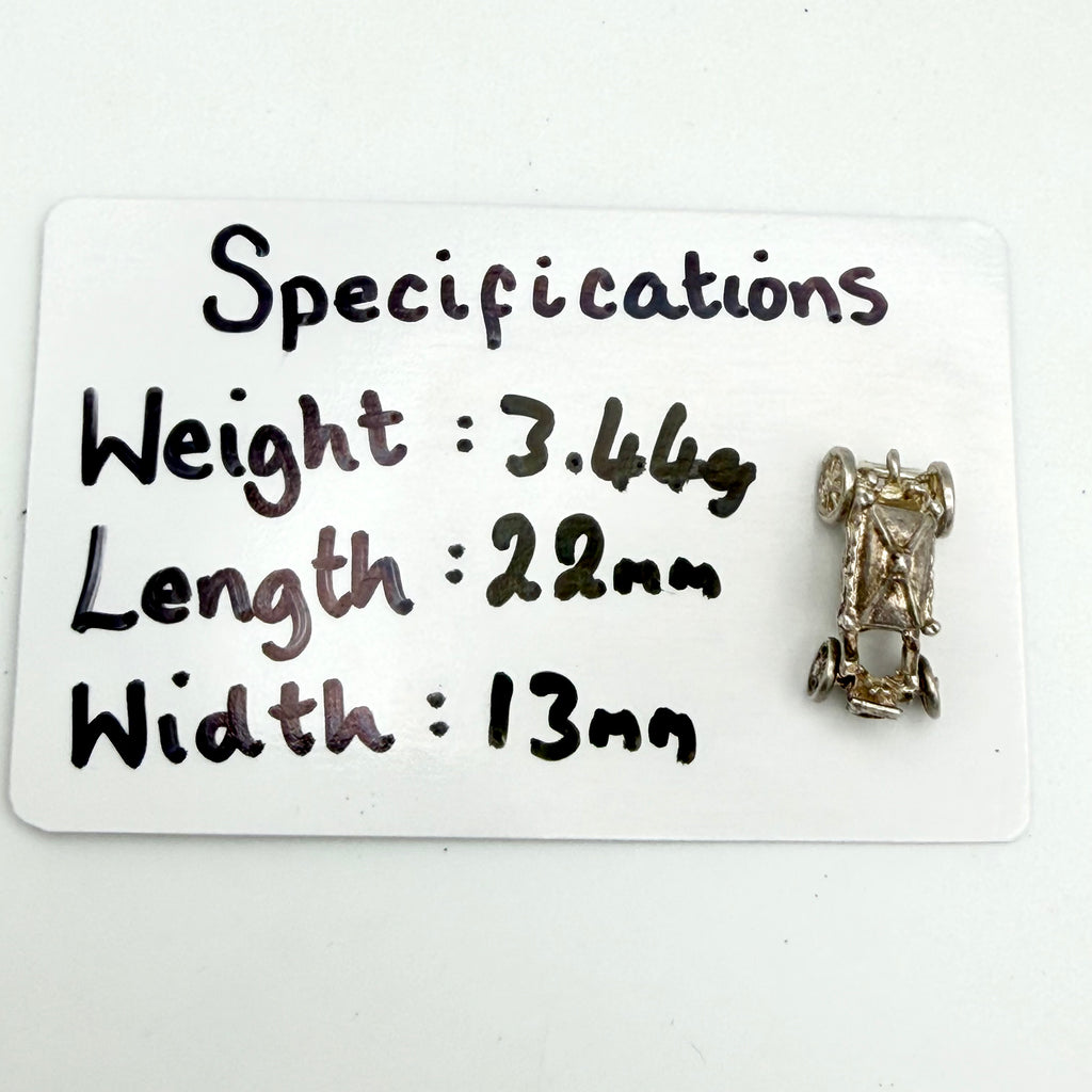 Vintage 925 Sterling Silver Horse Drawn Carriage Charm CA28-15
