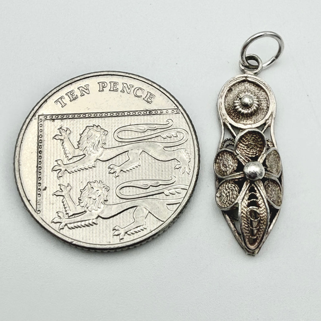 Vintage 925 Sterling Silver Oriental Shoe Charm CA21-3