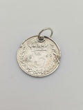 Antique 1892 Silver Three Pence Coin Charm CA17-104