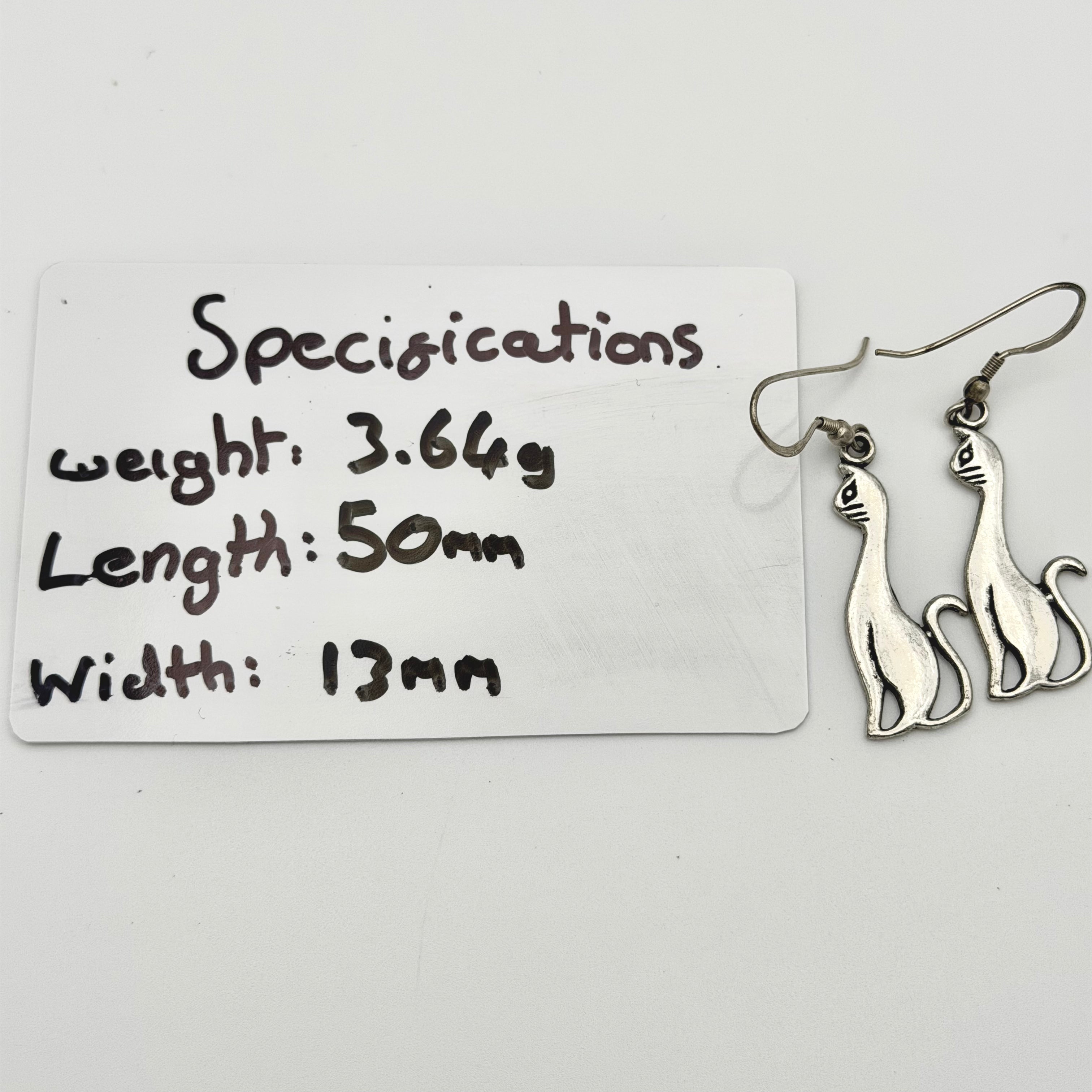 Vintage 925 Sterling Silver Cat Drop Earrings PAT133