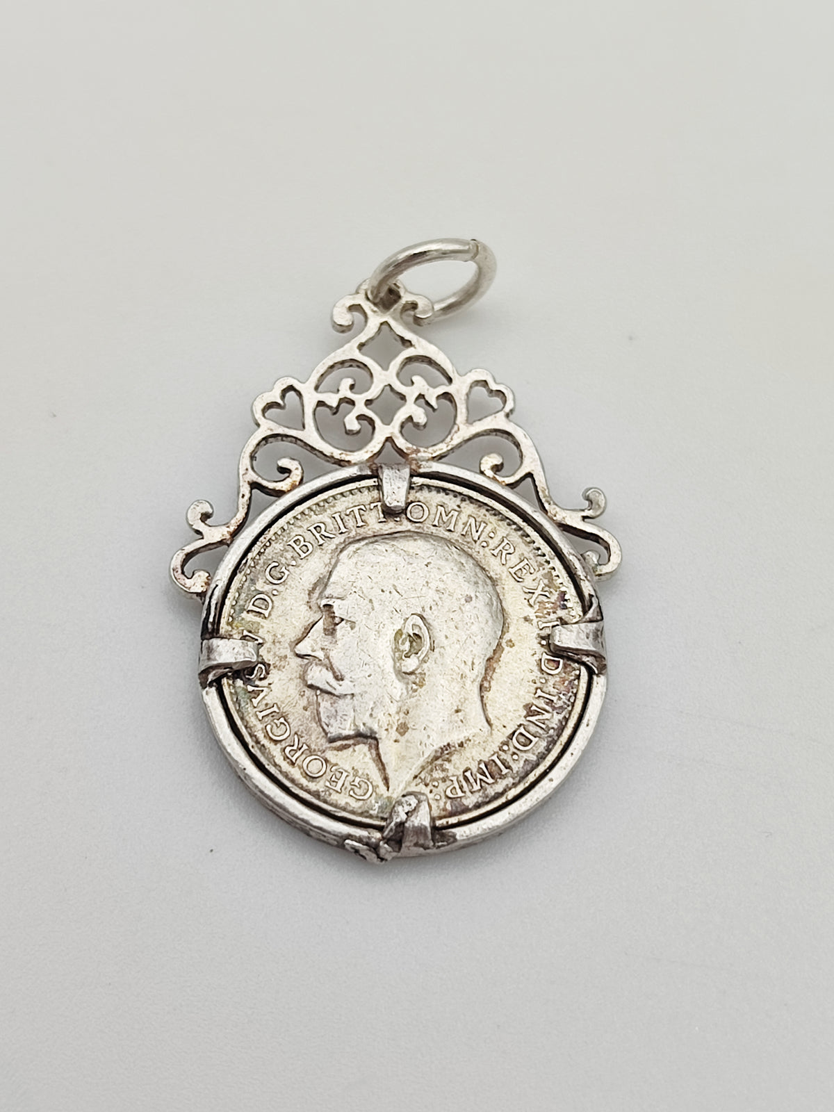 Antique 925 Sterling Silver 1911 Three Pence Coin Charm CA13-70