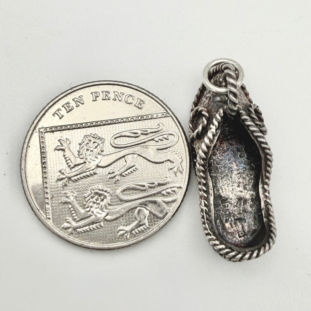 Vintage 925 Sterling Silver Oriental Shoe Charm CA23-25