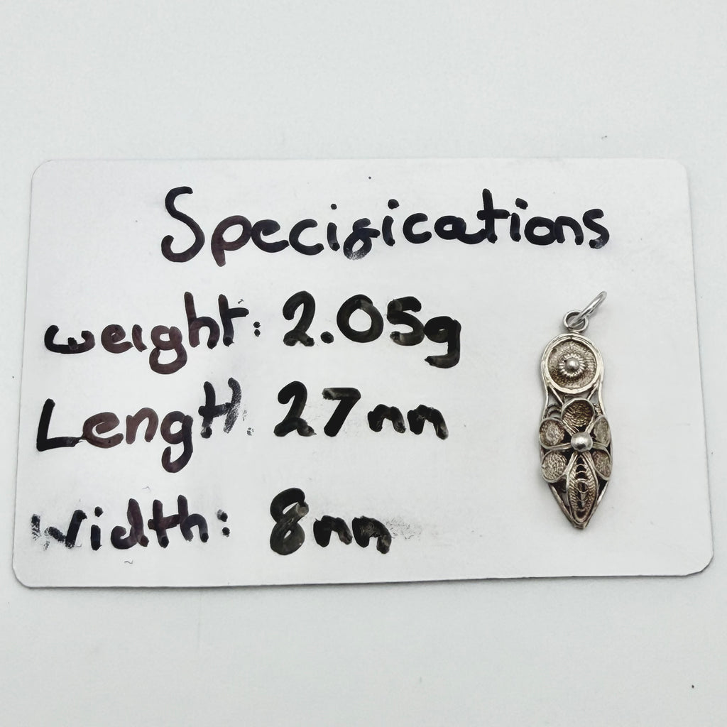 Vintage 925 Sterling Silver Oriental Shoe Charm CA21-3