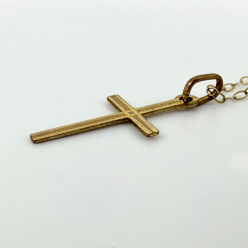 Vintage 9ct Yellow Gold Cross Necklace PG71