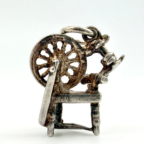 Vintage 925 Sterling Silver Spinning Wheel Charm CA28-17