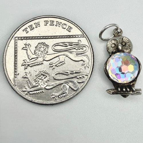 Vintage 925 Sterling Silver Owl Charm CA25-69