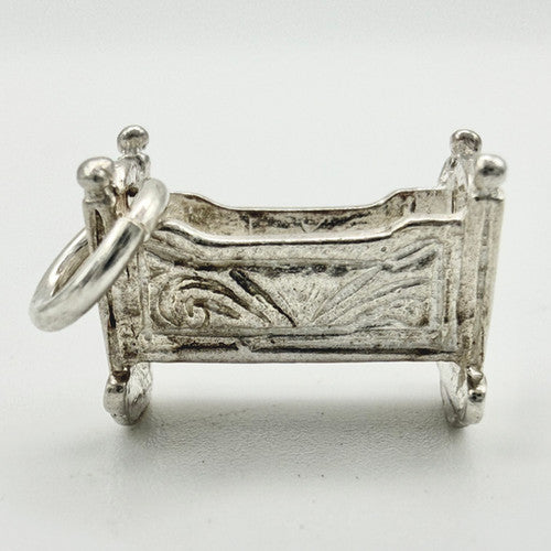 Vintage 925 Sterling Silver Cot Crib Charm CA22-68