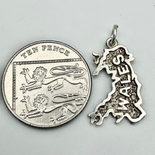 Vintage 925 Sterling Silver Wales Travel Charm CA24-16