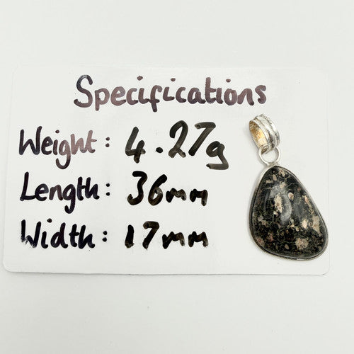 Vintage 925 Sterling Silver Firework Obsidian Pendant PAT122