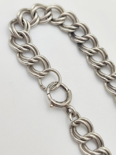 Vintage 925 Sterling Silver Double Curb Link Bracelet Bracelets-25