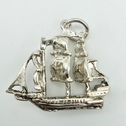Vintage 925 Sterling Silver Pirate Ship Charm CA24-57