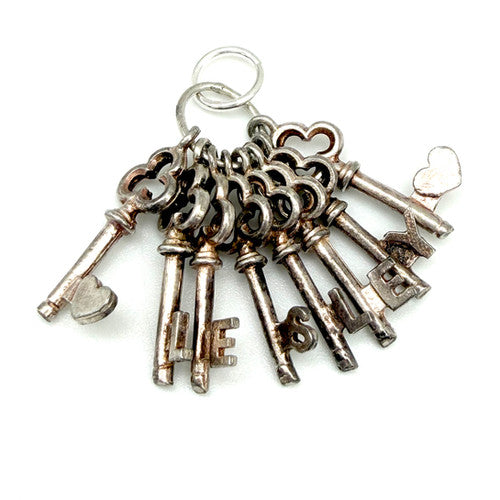 Vintage 925 Sterling Silver Lesley Keys Charm CA27-35